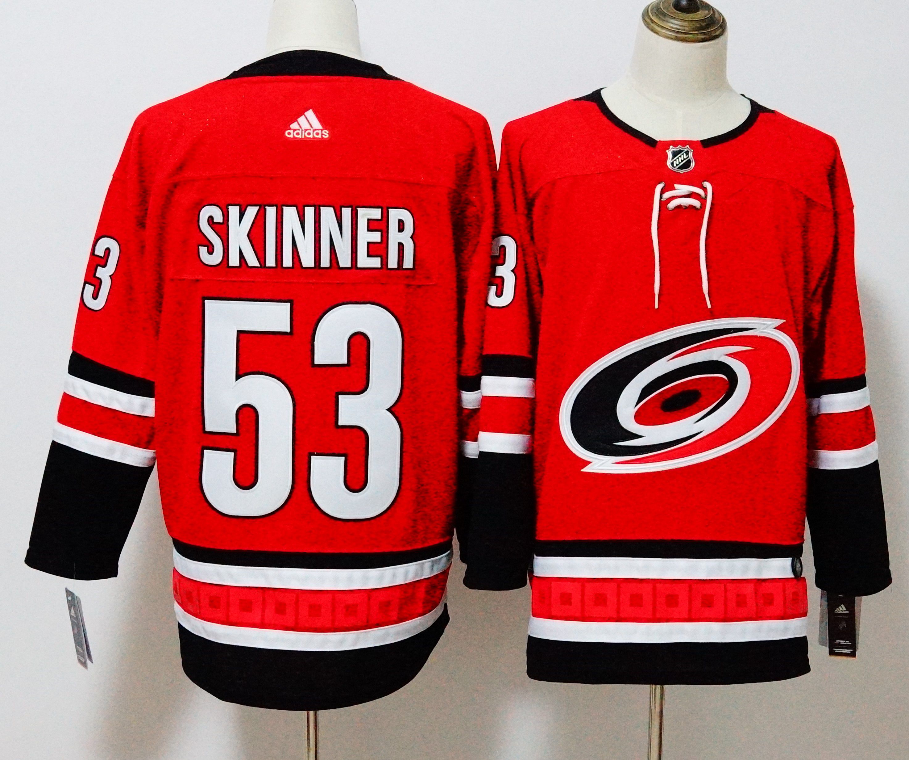 Men Carolina Hurricanes 53 Skinner Red Hockey Stitched Adidas NHL Jerseys